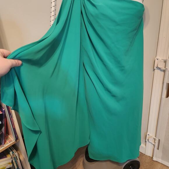 Lauren Ralph Lauren Womens Georgette Gathered Cocktail Party Dress Green Size 14 - Picture 9 of 9